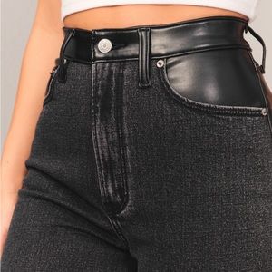 Abercrombie & Fitch Curve Love Mixed Fabric Ankle Straight Ultra High Rise Jean